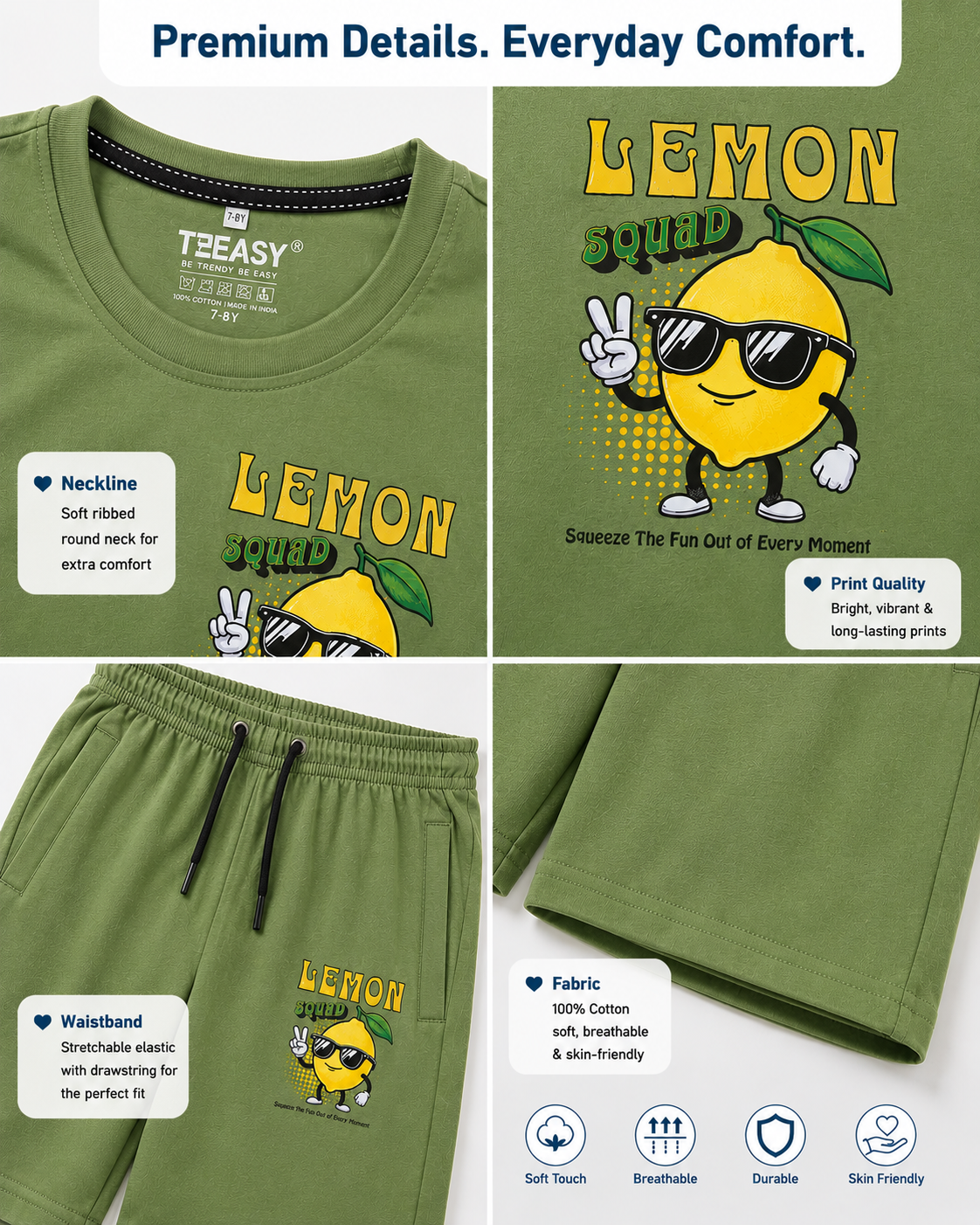 TEEASY Green Lemon Squad Coord Set