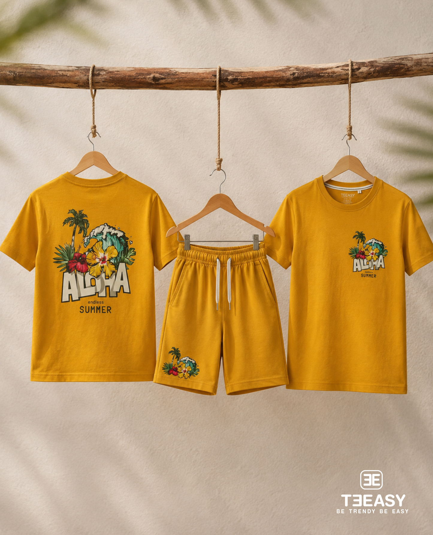 TEEASY Mustard Aloha Endless Summer Coord Set