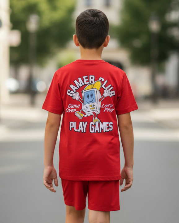 TEEASY Red Gamer Club Play Games Coord Set