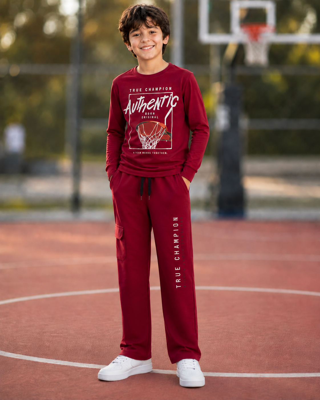 TEEASY True Champion Authentic Maroon Coord Set