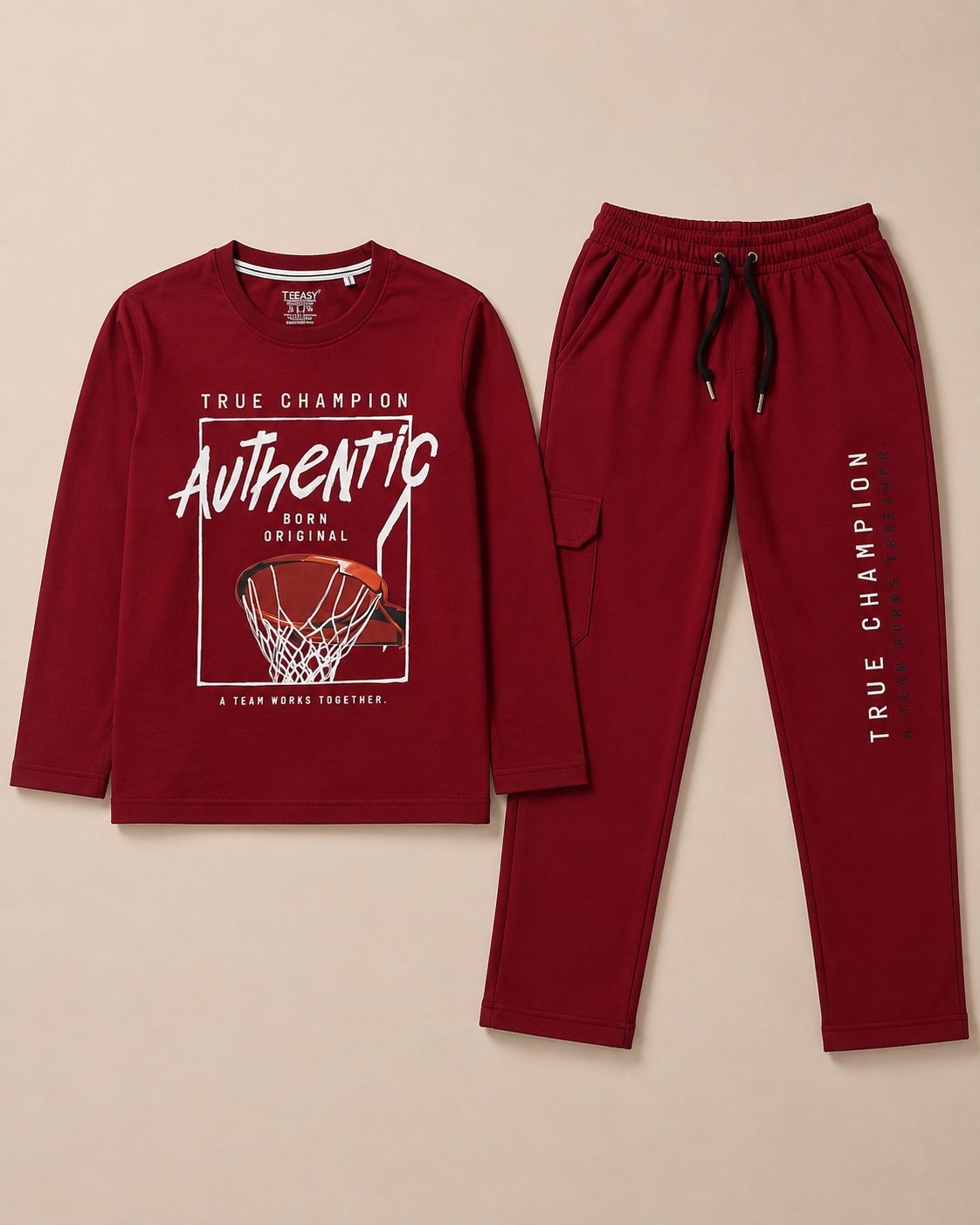 TEEASY True Champion Authentic Maroon Coord Set