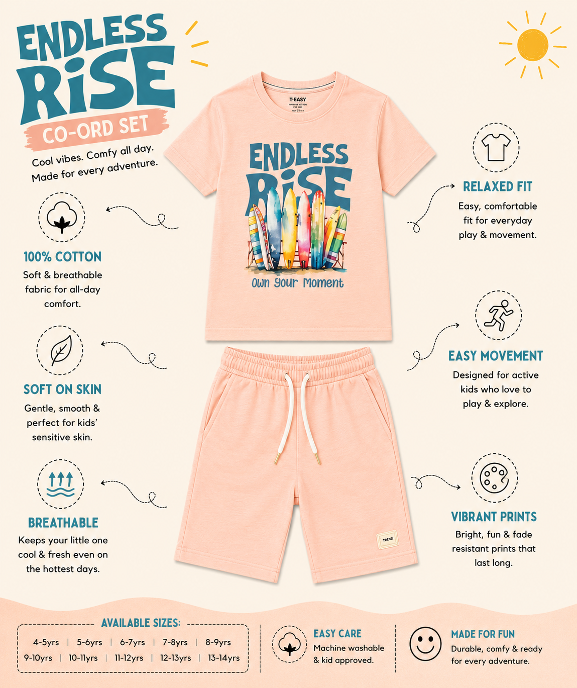 TEEASY Peach Endless Rise Coord Set