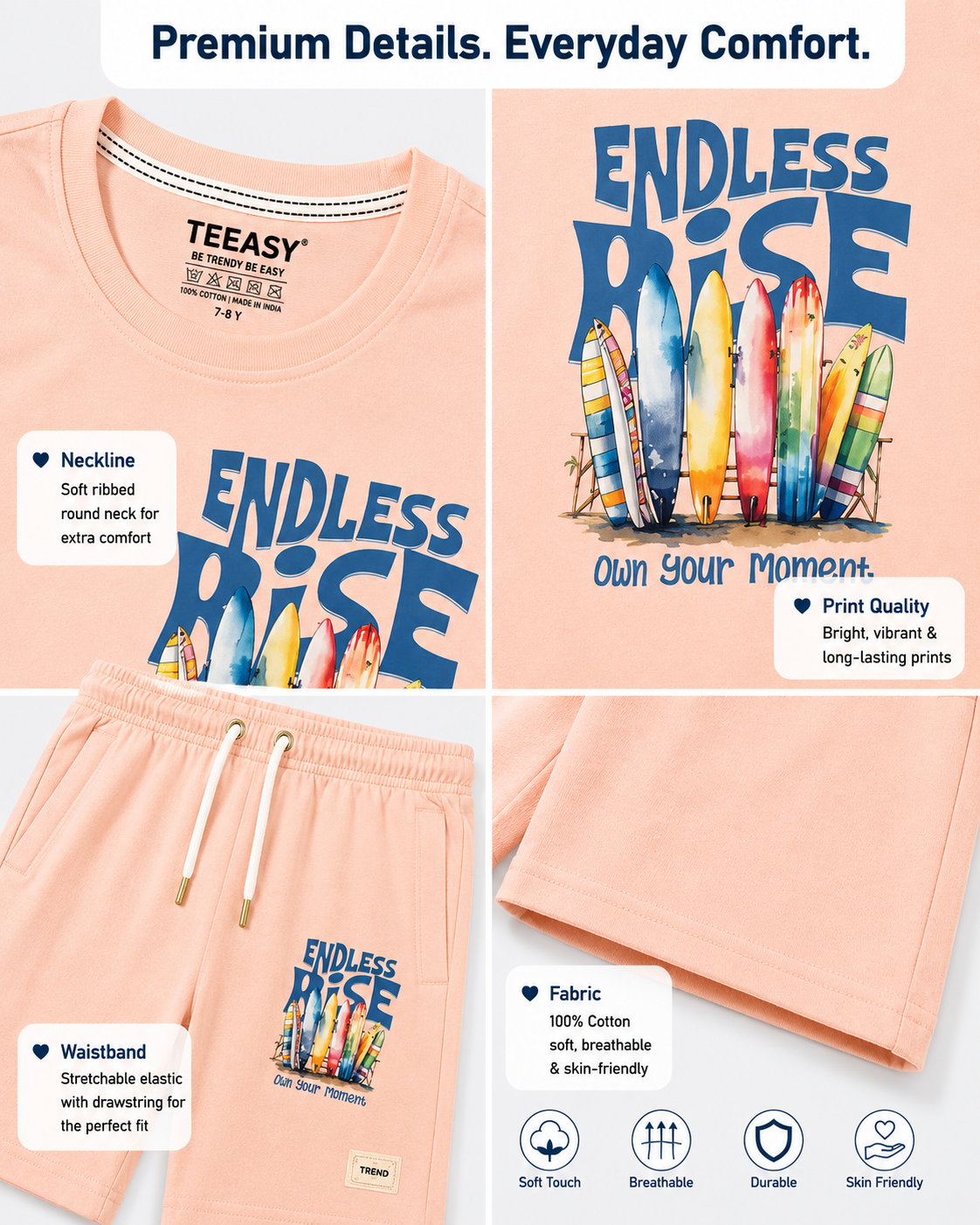 TEEASY Peach Endless Rise Coord Set
