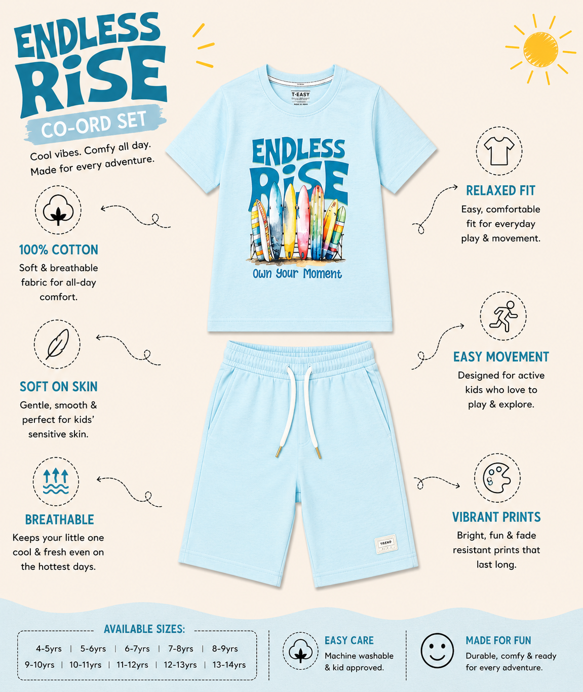 TEEASY Aqua Blue Endless Rise Coord Set